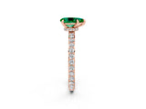 Rose gold Pear Cut Emerald Solitaire Engagement Ring with Pavé Band and Four-Prong Setting_2