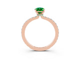 Rose gold Pear Cut Emerald Solitaire Engagement Ring with Pavé Band and Four-Prong Setting_3