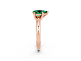 Rose gold Pear Cut Emerald Solitaire Engagement Ring with Round Band and Four-Prong Setting_2