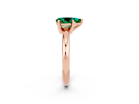 Rose gold Pear Cut Emerald Solitaire Engagement Ring with Round Band and Four-Prong Setting_2