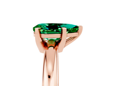 Rose gold Pear Cut Emerald Solitaire Engagement Ring with Round Band and Four-Prong Setting_5