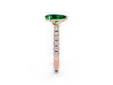 Rose gold Pear Cut Emerald Solitaire Pavé Band with Four-Prong Setting_2