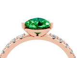 Rose gold Pear Cut Emerald Solitaire Pavé Band with Four-Prong Setting_4