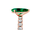 Rose gold Pear Cut Emerald Solitaire Pavé Band with Four-Prong Setting_5