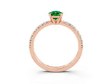 Rose gold Pear Cut Emerald Solitaire Pavé Engagement Ring with Round Band and Prong Setting_15