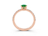 Rose gold Pear Cut Emerald Solitaire Pavé Engagement Ring with Round Band and Prong Setting_75