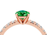 Rose gold Pear Cut Emerald Solitaire Pavé Engagement Ring with Round Band and Prong Setting_76