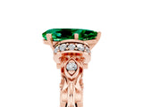 Rose gold Pear Cut Emerald Solitaire Ring with Filigree Band and Four-Prong Setting_29