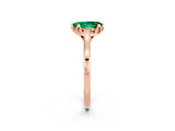 Rose gold Pear Cut Emerald Solitaire Ring with Flower Prong Setting and Classic Band_38