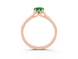 Rose gold Pear Cut Emerald Solitaire Ring with Flower Prong Setting and Classic Band_39
