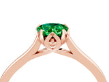 Rose gold Pear Cut Emerald Solitaire Ring with Flower Prong Setting and Classic Band_40