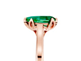 Rose gold Pear Cut Emerald Solitaire Ring with Flower Prong Setting and Classic Band_41