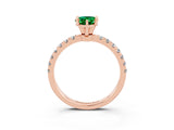 Rose gold Pear Cut Emerald Solitaire Ring with Pavé Accents and Four-Prong Setting_3
