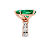 Rose gold Pear Cut Emerald Solitaire Ring with Pavé Accents and Four-Prong Setting_5
