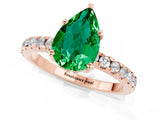 Rose gold Pear Cut Emerald Solitaire Ring with Pavé Band and Four-Prong Setting_25