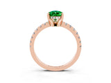 Rose gold Pear Cut Emerald Solitaire Ring with Pavé Band and Four-Prong Setting_27