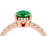 Rose gold Pear Cut Emerald Solitaire Ring with Pavé Band and Four-Prong Setting_28