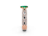 Rose gold Pear Cut Emerald Solitaire Ring with Pavé and Channel Set Band_2