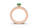 Rose gold Pear Cut Emerald Solitaire Ring with Pavé and Channel Set Band_3