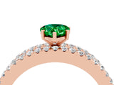 Rose gold Pear Cut Emerald Solitaire Ring with Pavé and Channel Set Band_4