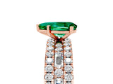 Rose gold Pear Cut Emerald Solitaire Ring with Pavé and Channel Set Band_5