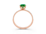 Rose gold Pear Cut Emerald Solitaire Ring with Pave Band and Four Prong Setting_27