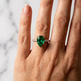 Rose gold Pear Cut Emerald Solitaire Ring with Round  Pavé Band and Four-Prong Setting_42