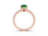 Rose gold Pear Cut Emerald Solitaire Ring with Round  Pavé Band and Four-Prong Setting_53