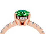 Rose gold Pear Cut Emerald Solitaire Ring with Round  Pavé Band and Four-Prong Setting_54