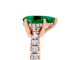 Rose gold Pear Cut Emerald Solitaire Ring with Round  Pavé Band and Four-Prong Setting_55