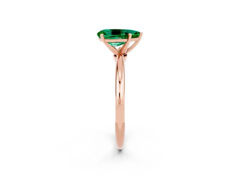 Rose gold Pear Cut Emerald Solitaire Ring with Six-Prong Setting and Classic Band_2
