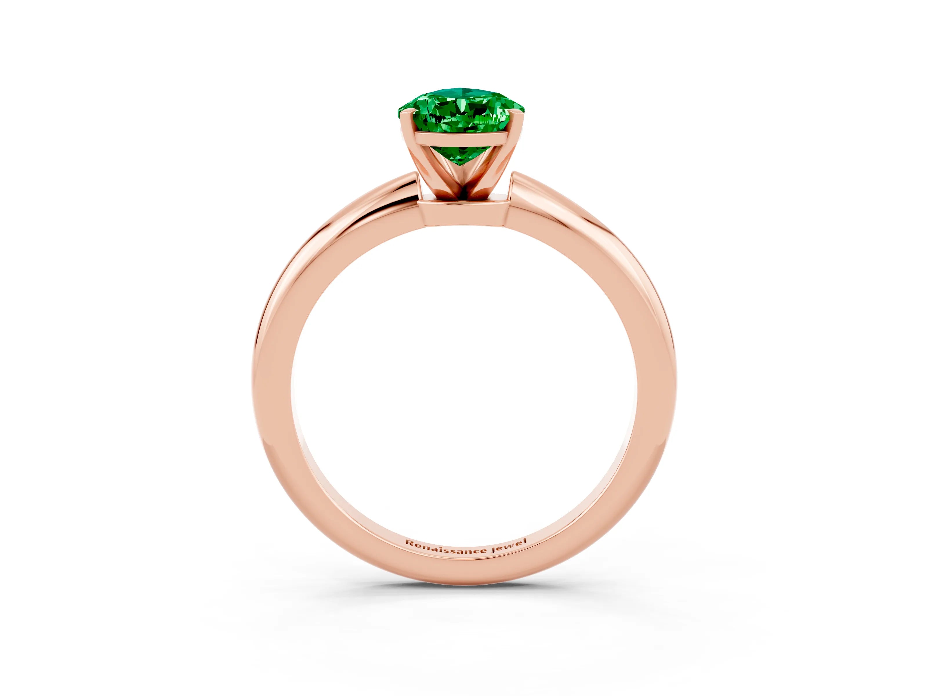 Rose gold Pear Cut Emerald Solitaire Ring with Six-Prong Setting and Classic Band_3