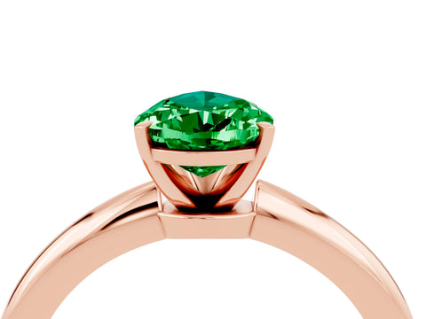 Rose gold Pear Cut Emerald Solitaire Ring with Six-Prong Setting and Classic Band_4