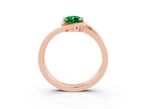Rose gold Pear Cut Emerald Solitaire Ring with Split Shank and Prong Setting_3