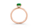Rose gold Pear Cut Emerald Solitaire Ring with Thin Band and Four-Prong Setting_15