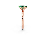 Rose gold Pear Cut Emerald Solitaire Ring with Thin Band and Prong Setting_14