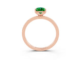 Rose gold Pear Cut Emerald Solitaire Ring with Thin Band and Prong Setting_15