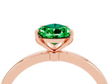Rose gold Pear Cut Emerald Solitaire Ring with Thin Band and Prong Setting_16