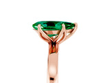 Rose gold Pear Cut Emerald Solitaire Ring with Thin Band and Prong Setting_17