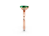 Rose gold Pear Cut Emerald Solitaire Ring with Thin Band and Prong Setting_26