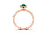 Rose gold Pear Cut Emerald Solitaire Ring with Thin Band and Prong Setting_27