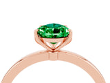 Rose gold Pear Cut Emerald Solitaire Ring with Thin Band and Prong Setting_28