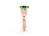 Rose gold Pear Cut Emerald Solitaire Ring with Wide Band and Prong Setting_2