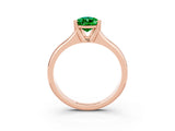 Rose gold Pear Cut Emerald Solitaire Ring with Wide Band and Prong Setting_3