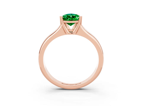 Rose gold Pear Cut Emerald Solitaire Ring with Wide Band and Prong Setting_3