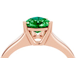Rose gold Pear Cut Emerald Solitaire Ring with Wide Band and Prong Setting_4