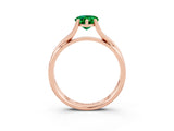Rose gold Pear Cut Emerald Solitaire Twist Band Prong Setting Ring_39
