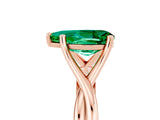 Rose gold Pear Cut Emerald Solitaire Twist Band Prong Setting Ring_41