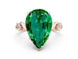 Rose gold Pear Cut Emerald Solitaire Twisted Band with Round  Accents and Prong Setting_24
