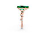 Rose gold Pear Cut Emerald Solitaire Twisted Band with Round  Accents and Prong Setting_26